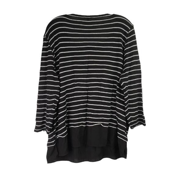 Talbots Shirt Womens Plus Size 2X Striped Black White 3/4 Sleeve Nautical Beach - Picture 3 of 8